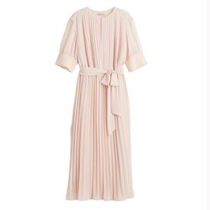 H&M Pink Pleated Midi Dress